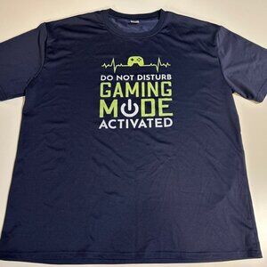 Do Not Disturb Gaming Mode Activated Short Sleeve Tee - Navy/Neon Green